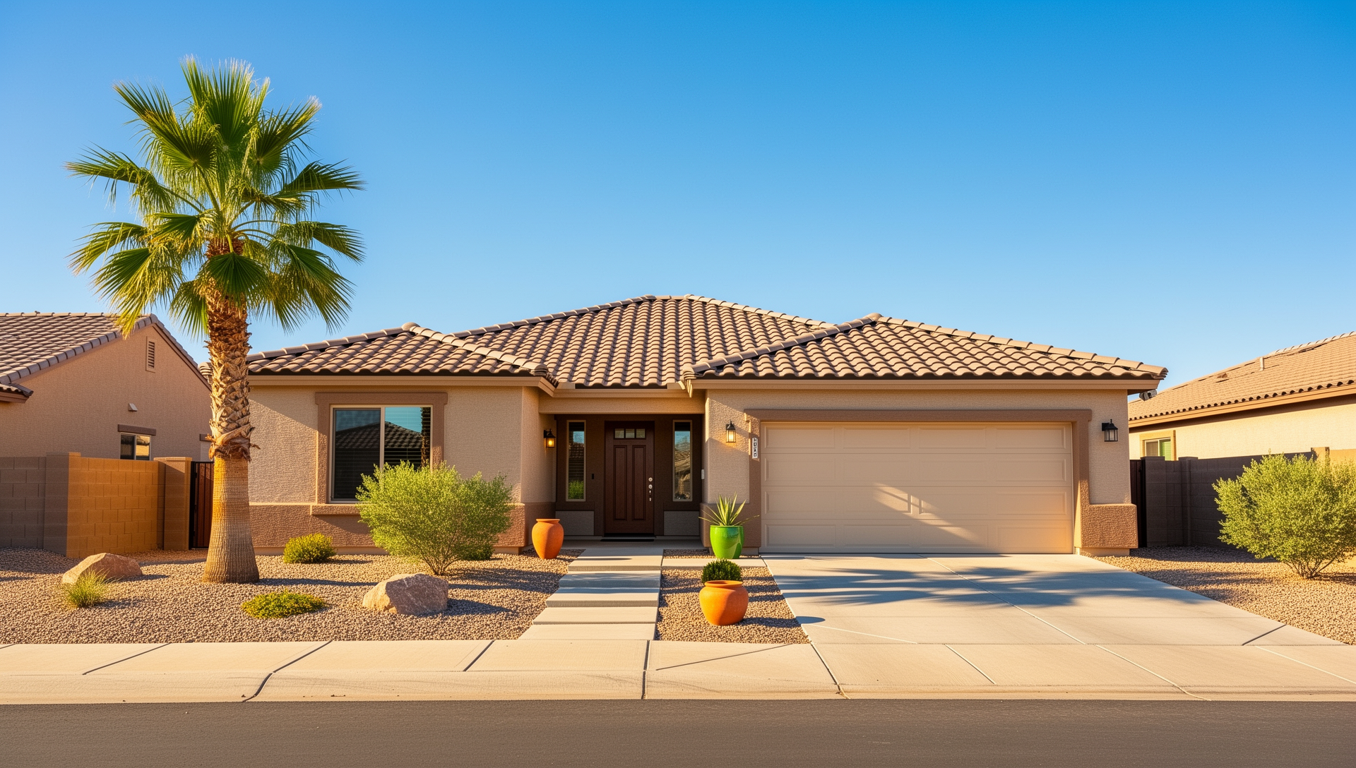 A tidy, bright Phoenix home under a clear blue Arizona sky